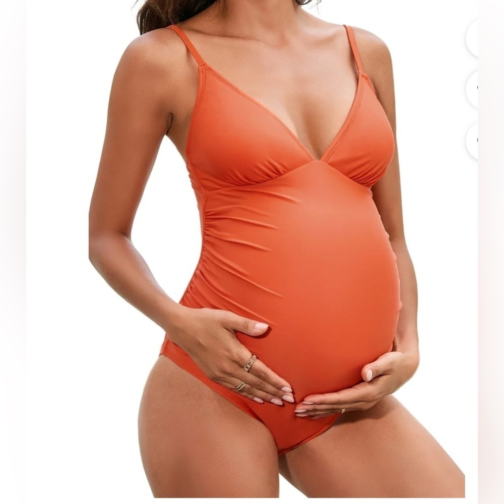 Cupshe Orange Maternity Swimsuit Sz M nwt, 016